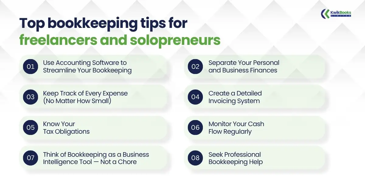 top bookkeeping tips for freelancers and solopreneurs